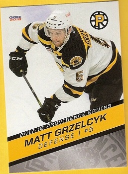 Matt Grzelcyk Providence Bruins hockey card