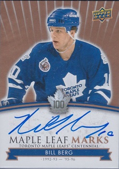 Bill Berg Leafs Centennial Marks Autograph